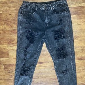 Black Distressed Vintage Fashion Nova Denim Jeans